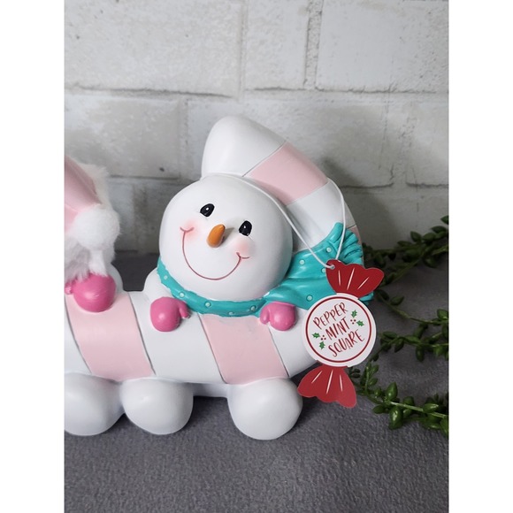 Snowmen With Pink Candy Cane Figure Snowman Resin Christmas Decor 14.5" NEW - Picture 5 of 10